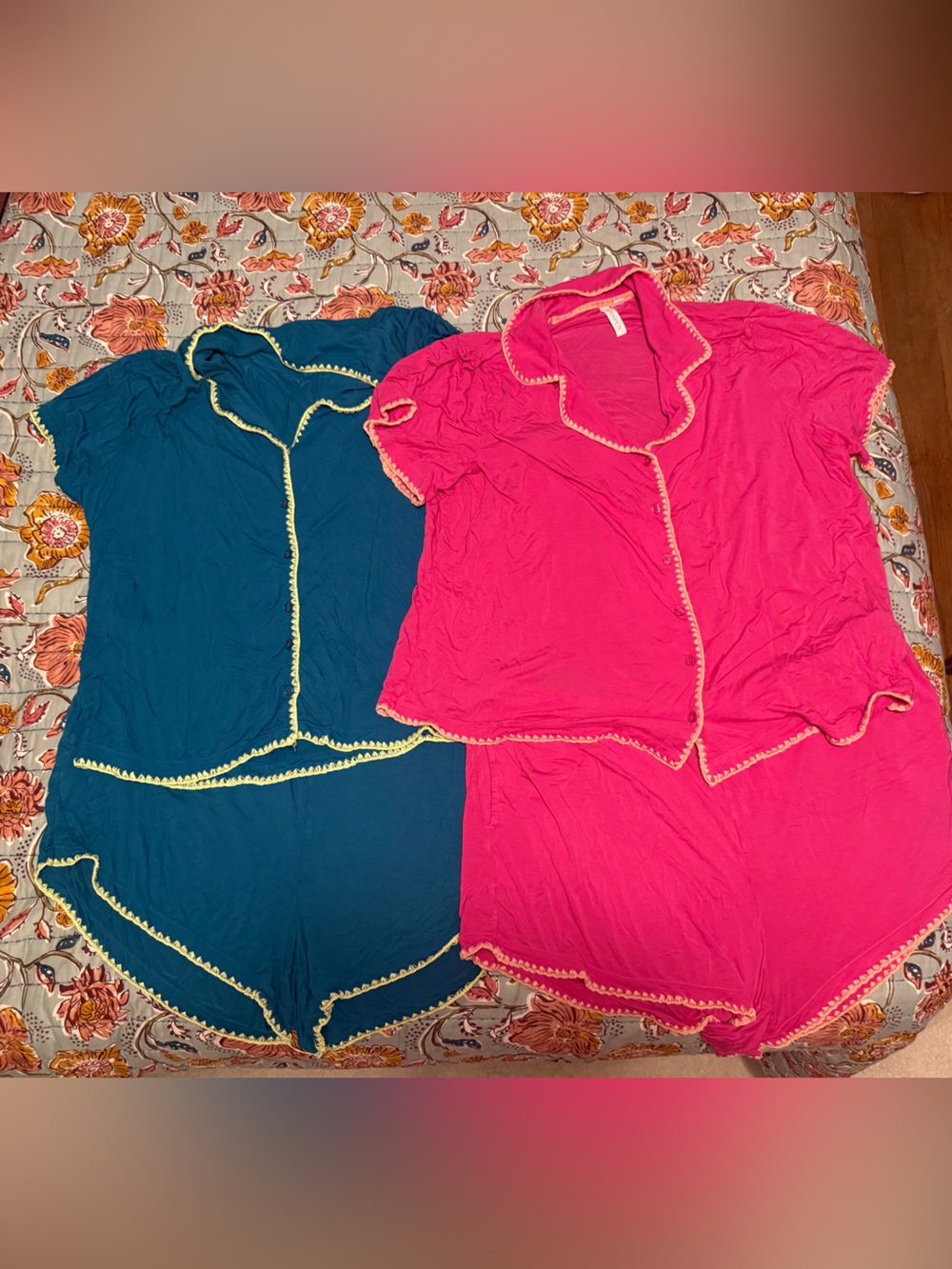 Joyspun Women’s Pajama Sets in Teal and Pink Size 2X Bundle